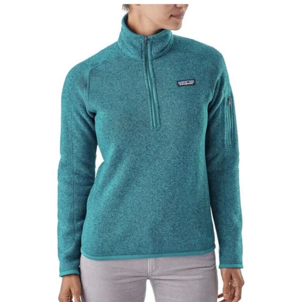 Patagonia Women's Better Sweater Fleece half zip pull over teal blue S